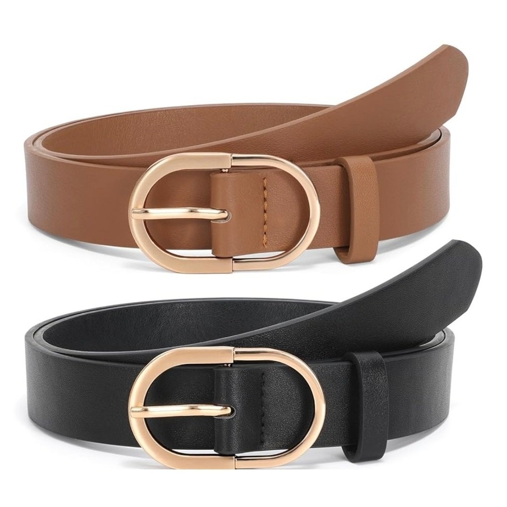 JASGOOD Women's Leather Belts for Jeans Pants Fashion Belt with Gold Buckle s16